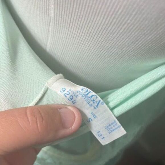 VTG Olga Bodysilk Nightgown Slip Dress Sleeping Gown Blue Small Lace Pinup 9294 - Picture 3 of 4